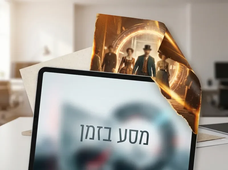 תלבושות תקופתיות וטבעת שער זוהרת – פוסטר וינטג׳ עתידני